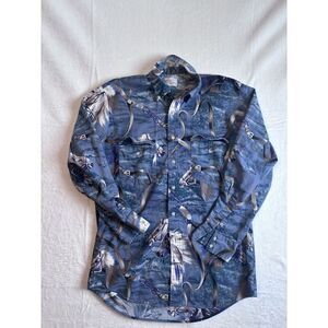 VTG Kenny Rogers Western‎ Long Sleeve Button Down Shirt Horses Men's Large *